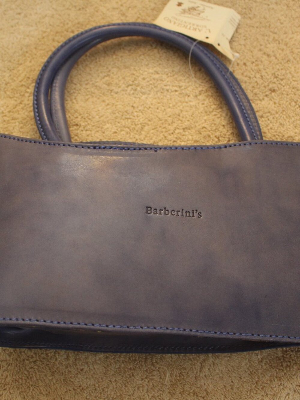 New Barberini’s Italy Blue Genuine Leather Satchel Crossbody Handbag